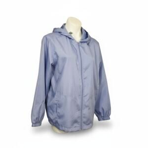 Appleseed's Women’s Light Blue Windbreaker Jacket Hooded Zip Up Size Medium